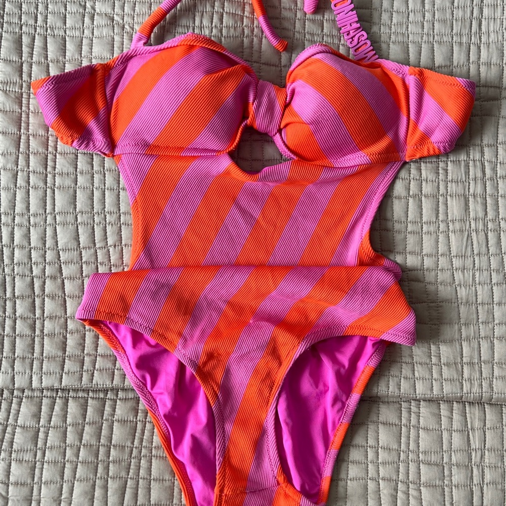 Moschino Swimwear in Pink and Orange Stripes